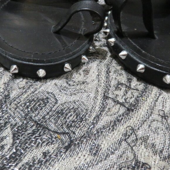 BOGO Official Bee Shop Black & Silver Studded Sandals Slip ons flats slides 10 - Picture 3 of 11